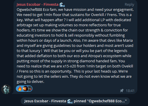 6crypto_assets9's tweet photo. Fam, things are going to be serious and will melt people faces.
#Ogwebchef888 just posted a message to community!
He wants 1mln price floor for t $Overkill and $Frens tokens. Check all details below.
You are all welcome to join Chef TG
https://t.co/iz6EfRI2bT
LFG Supporters https://t.co/p89YpVxlfx