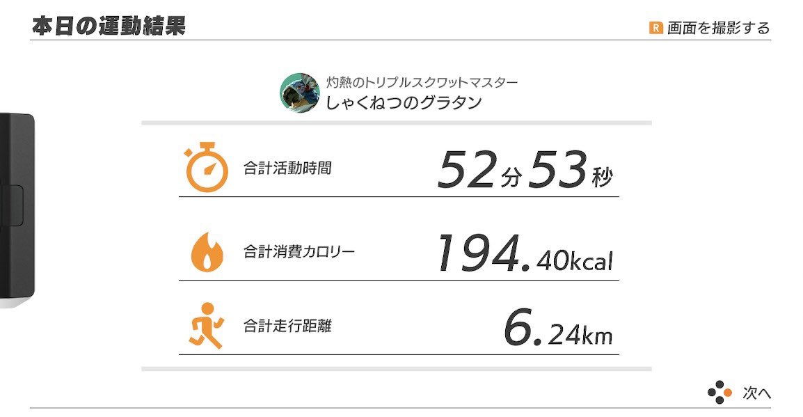 burning_gratin's tweet photo. 7/6
52分194.4kcal 
ダッシュ6.19km

今日のボスがヨガ系だったのでねじり体側祭りだった🤤
もうちょっとでねじり体側の最終称号とれそうだからがんばりたいけど腹筋より太ももの負荷がすんごくて何日かおあずけになりそう😇

#リングフィットアドベンチャー #RingFitAdventure https://t.co/Q8sJGaaTaH