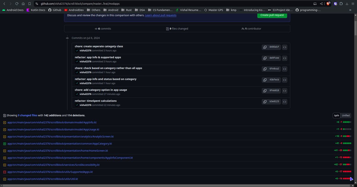 vishal2376's tweet photo. ScrollBlock App Progress (Day 33)

- design new screen (to manage mod apps)
- refactor code (9 files | 2 hours)

⭐Github https://t.co/6a8AU5Iepd

#buildinpublic #kotlin #androiddev #buildinginpublic #developers #opensource #Github #scrollblock #JetpackCompose #100DaysOfCode https://t.co/T3GctVioyo