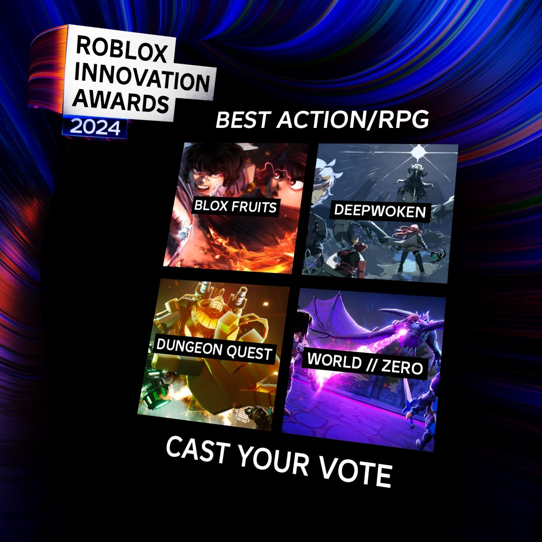 Roblox's tweet photo. Draw your swords and join the quest to discover the chosen one. Vote for Best RPG in today’s genre category.

https://t.co/dqAGRepF5U https://t.co/osvkxaQYEq