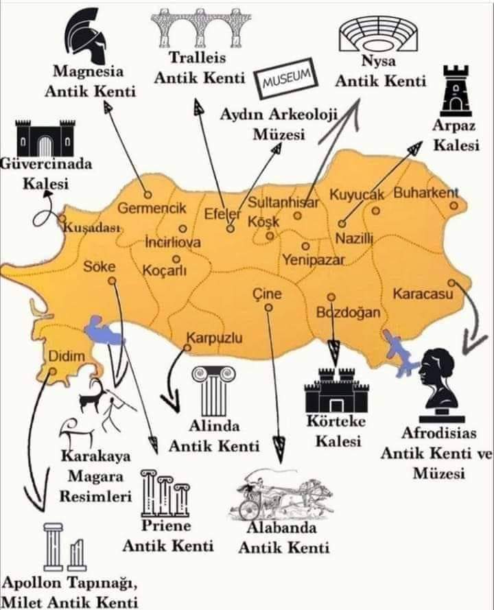 Aydın, Türkiye'nin en önemli arkeolojik altyapısına sahip illerinden biri. Köyleri, ilçeleri ve il merkezi ile birlikte antik havayı hâlâ koruyor. Her yıl yeni bir arkeolojik alan açılıyor ve daha yapacak çok iş var.