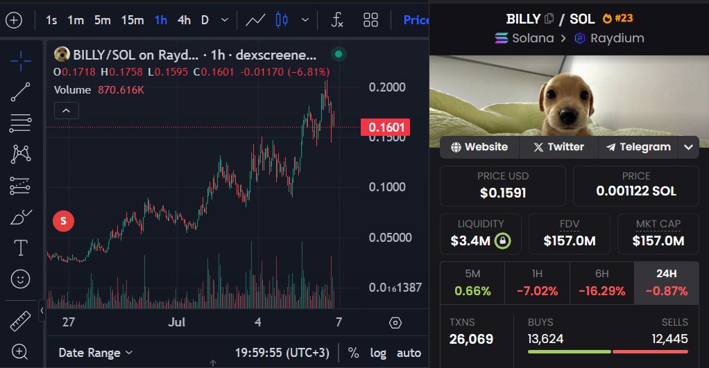 Bitcoin_BH's tweet photo. Once I sold $BILLY it did 8x lmao https://t.co/OE5au2jWld