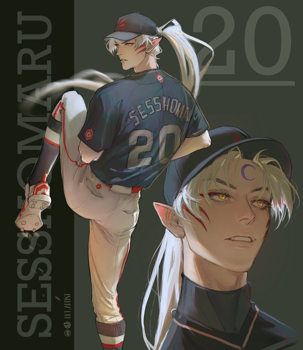 ArtistDkt's tweet image. Finally baseball AU⚾️ #Sesshomaru first🤍🌸 #inuyasha
