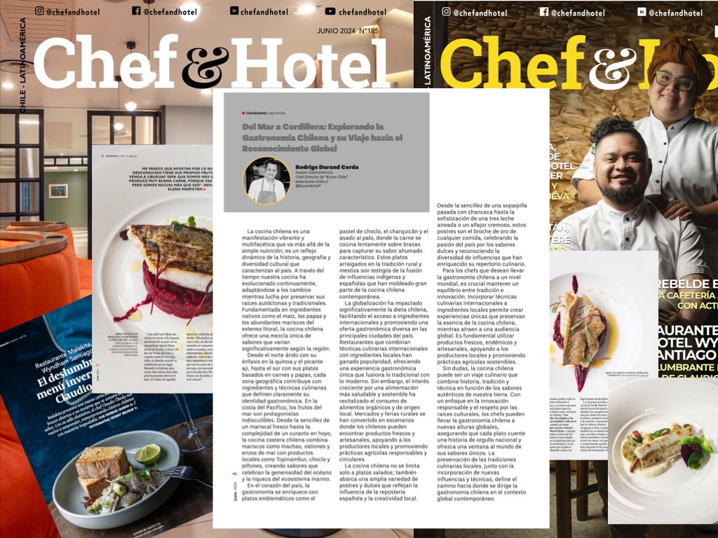¡Descubre el fascinante mundo de la gastronomía chilena en nuestra nueva publicación "Del Mar a Cordillera: en la edición de junio # 185 de la revista CHEF&amp;HOTEL 
chefandhotel.cl/opinion/del-ma…

#chefchilenos #chile #gastronomia #mar #cordillera  #kumechile