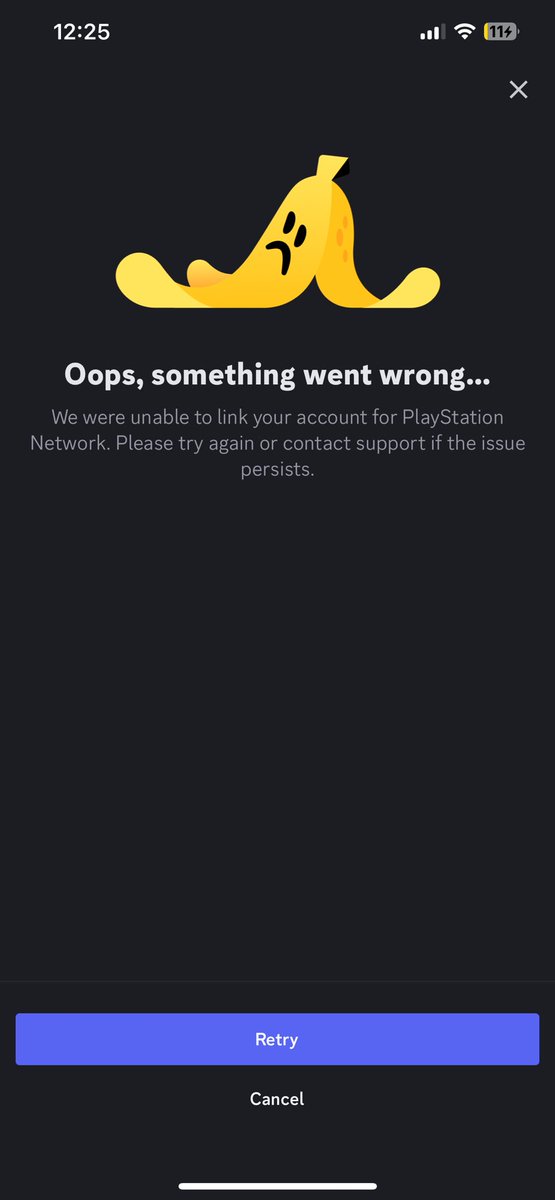 JakeOrion_'s tweet photo. @discord_support I keep getting this error message when trying to link my discord to my PlayStation, but there is no explanation regarding the error on either discord or PlayStation, I’ve tried manually unlinking directly from my Sony account and relinking and still the same. https://t.co/QA4EffOPV7