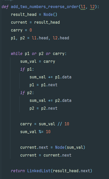 HarshitKapil7's tweet photo. 🚀 Code of the Day: Sum of two Linked List in Reverse Order. Time complexity: O(max(m,n)), Space complexity: O(max(m,n)).
Check the full solution here: https://t.co/yCI8GqjB6W

#jobsearch  #jobhunting #letsconnect https://t.co/svH0yNdxbw