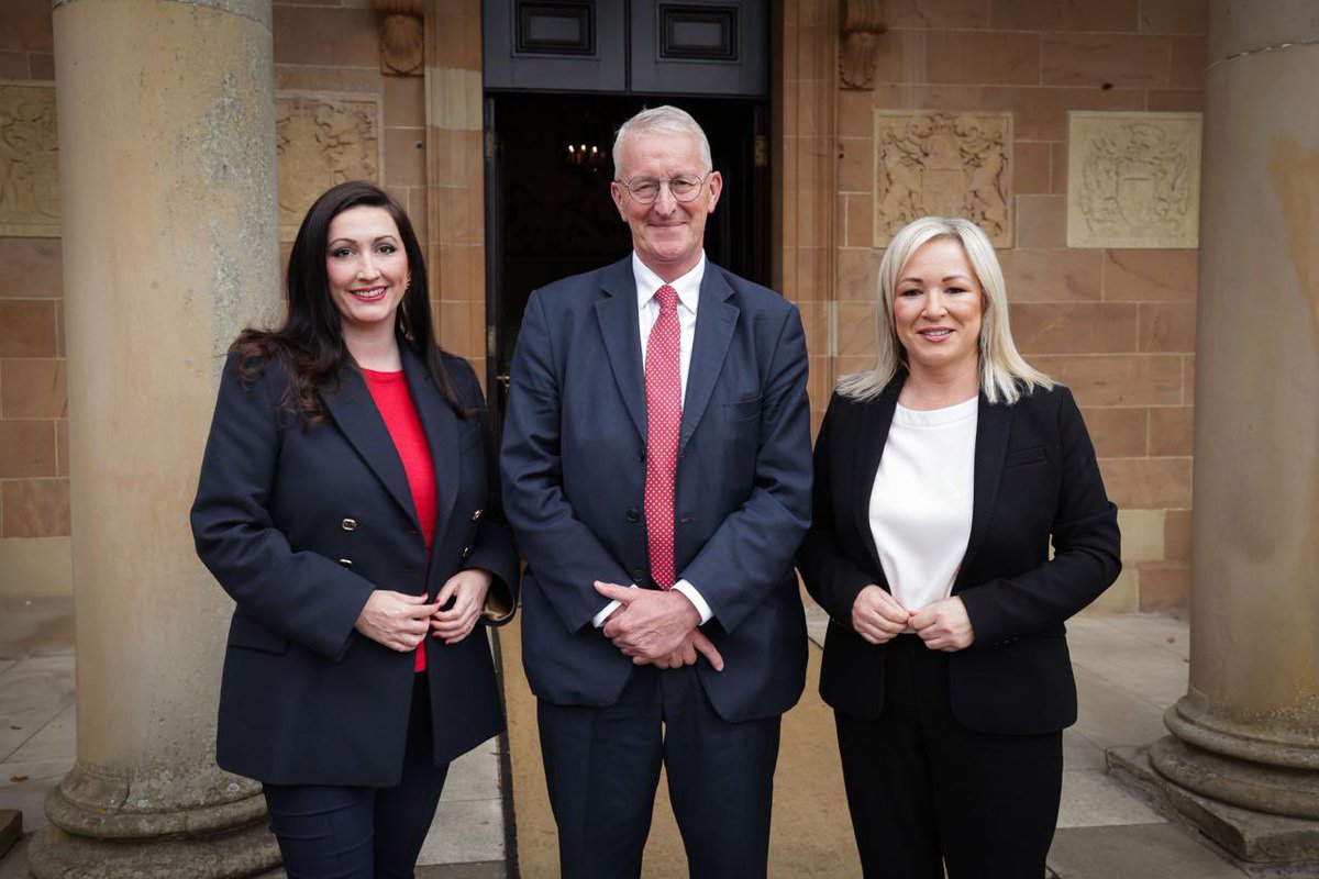 niexecutive's tweet image. First Minister Michelle O’Neill and deputy First Minister Emma Little-Pengelly met with new Secretary of State Hilary Benn today. They discussed a number of issues including the financial challenges facing the Executive and how best to work together for the benefit of everyone.