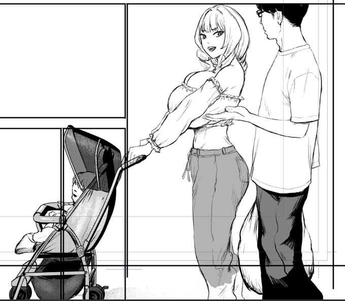 疲れてるなぁベビーちゃん描いたけど全然コマに収まってねぇやん。構図がアホ過ぎた 