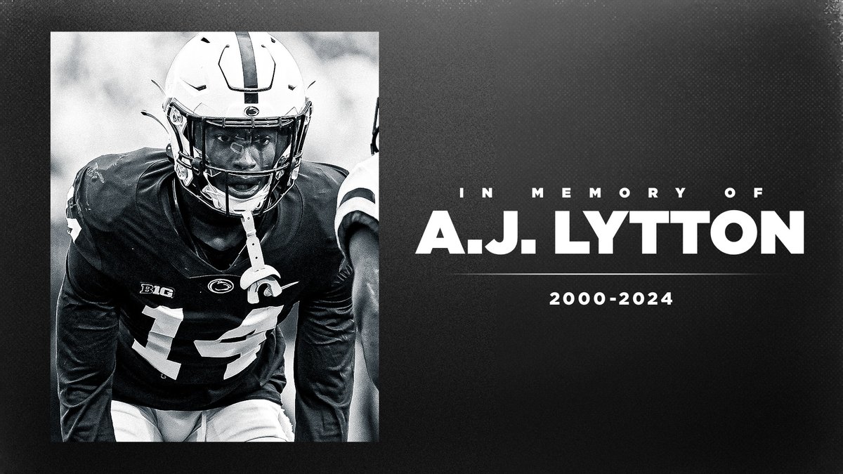 The Penn State Football Family mourns the loss of former Nittany Lion, A.J. Lytton. Our thoughts &amp; prayers are with his family, friends, high school &amp; all involved in the tragedy.