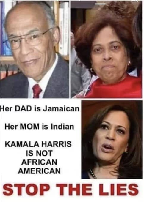 BelannF's tweet photo. HOW ABOUT WE JUST SET THE RECORD STRAIGHT?  Did you know Kamala the DEI Vice President is NOT Black?

Weren't we told she was a woman (but we thought they didn't know what a woman is) and that she was the 1st Black VP? 

You won't believe this but turns out they were lying to us AGAIN.