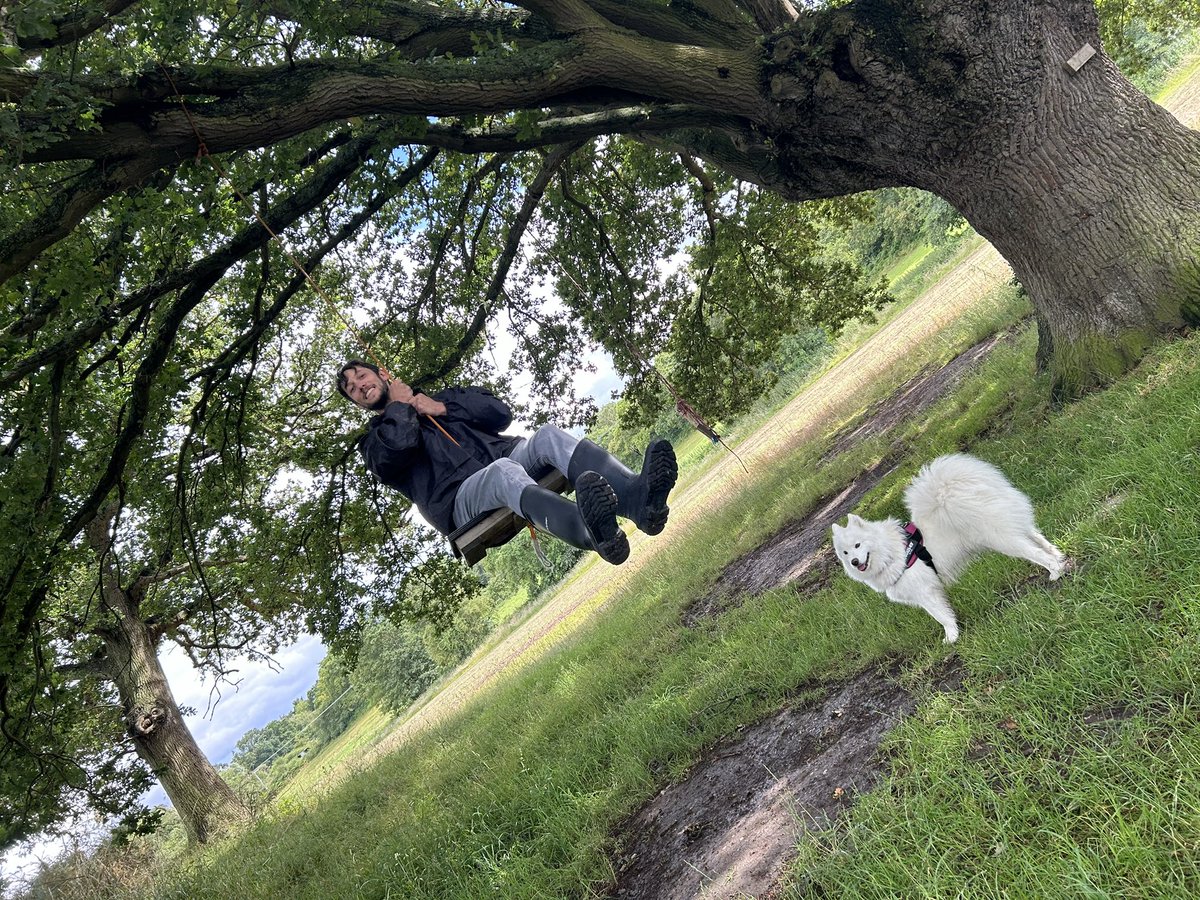 samoyed_ghost's tweet photo. Weekend away in the country with mum and dad! Had a walk and now we’re cheering for England! 🏴󠁧󠁢󠁥󠁮󠁧󠁿🥰🌳 #ENGSWI #EURO2024 https://t.co/d6954Ub53A