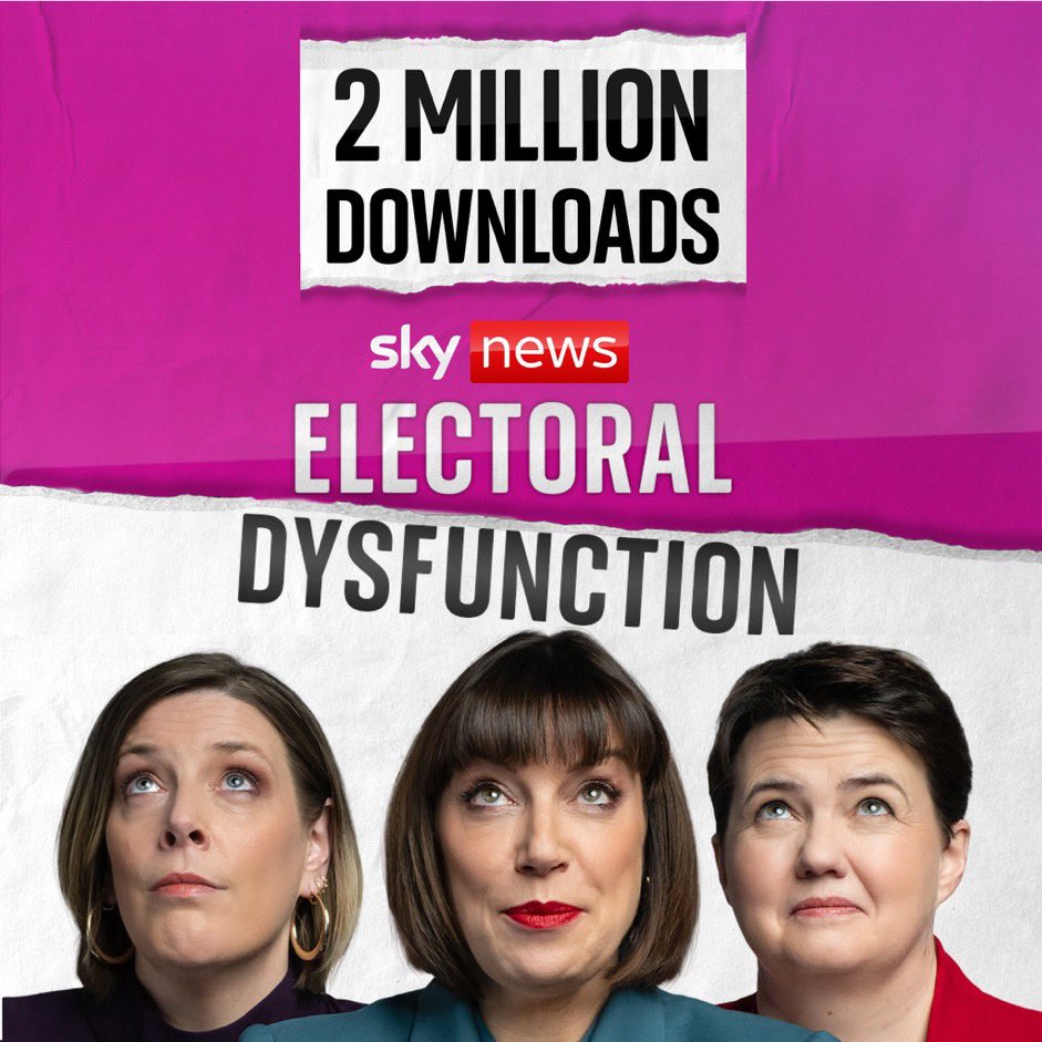 🥳 Well this is so lovely. When we launched #ElectoralDysfunction in March, we hoped you’d like it, and it turns out many of you do. Thank you so much for listening. We love making it. Onwards to 3m and more 😘