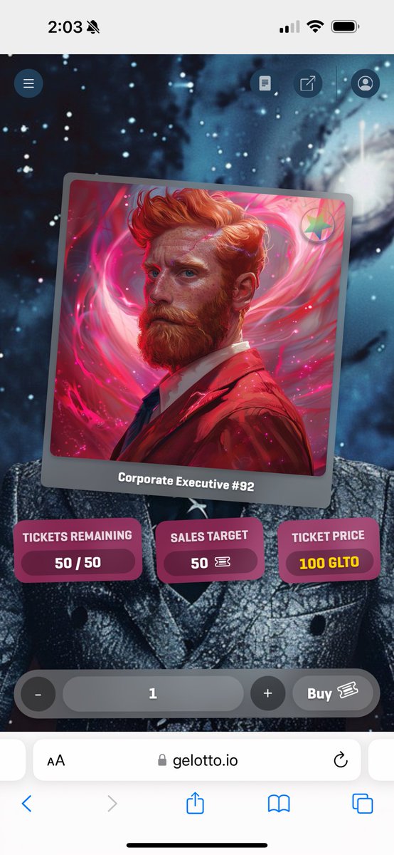 Missed out on our first tier of <a href="/SuitsOfCosmos/">SuitsOfCosmos</a> ???

You are in luck 🍀 we have placed a 🎟️ raffle on <a href="/Gelotto2/">Gelotto🍦| $GLTO</a> 🍦 platform. 

An Original Corporate Exec is now up for raffle!

gelotto.io/app/games/raff…