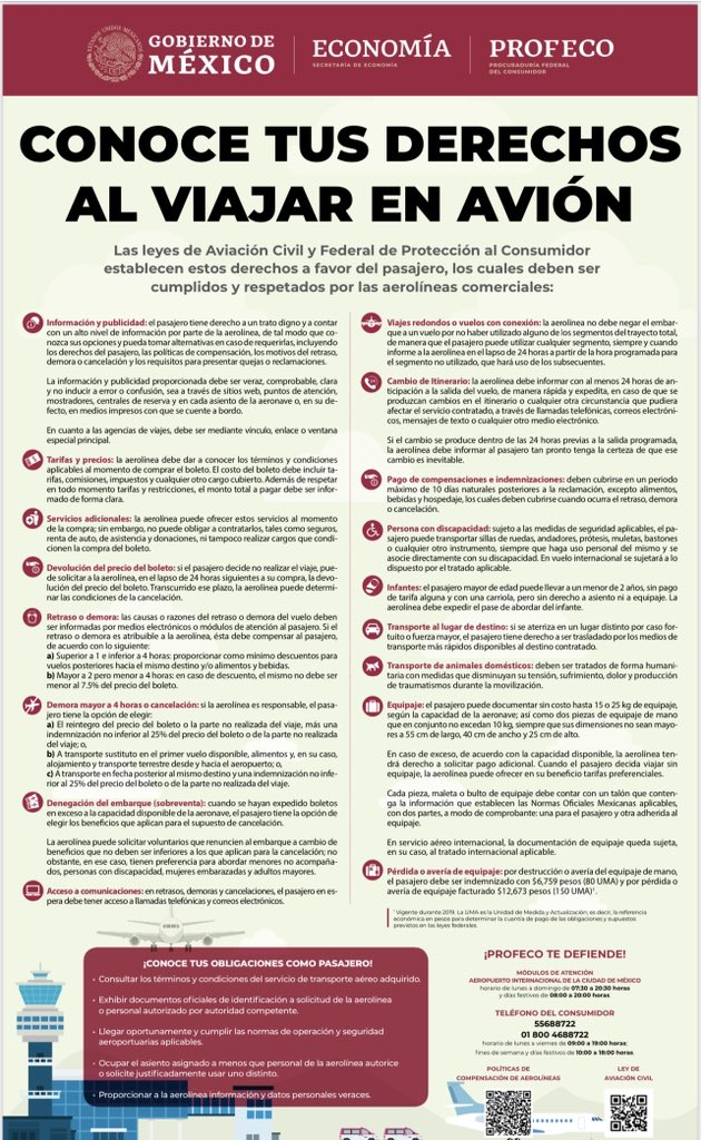 LuisPadronV's tweet image. ✈️ ¡Atención viajeros 🧳 ! ✈️

En esta temporada de vacaciones, recuerden estos derechos al volar:
