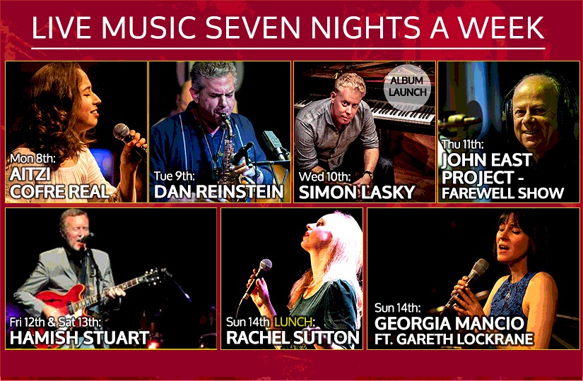 The 606 Club (@606club) on Twitter photo What's on 8-14 July at the Club... 🎶🎷🎸🎤
Mon: Aitzi Cofre Real
Tue: <a href="/DrDanReinstein/">Prof Dan Reinstein</a>
Wed: <a href="/SimonLasky/">Simon Lasky</a> (#Album #Launch)
Thu: John East Farewell Show
Fri/Sat: Hamish Stuart
Sun Lunch: <a href="/RachelOSutton/">Rachel Sutton</a>
Sun: @GeorgiaMancio ft. <a href="/Garethlockrane/">Gareth Lockrane</a>
Book: 606club.co.uk/events/ What's on 8-14 July at the Club... 🎶🎷🎸🎤
Mon: Aitzi Cofre Real
Tue: <a href="/DrDanReinstein/">Prof Dan Reinstein</a>
Wed: <a href="/SimonLasky/">Simon Lasky</a> (#Album #Launch)
Thu: John East Farewell Show
Fri/Sat: Hamish Stuart
Sun Lunch: <a href="/RachelOSutton/">Rachel Sutton</a>
Sun: @GeorgiaMancio ft. <a href="/Garethlockrane/">Gareth Lockrane</a>
Book: 606club.co.uk/events/