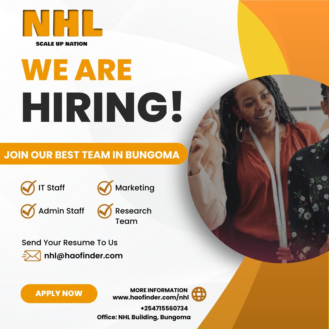 VERSORIUM1's tweet photo. We're expanding our team in Bungoma! 🌟 If you're skilled in IT, Marketing, Admin, or Research, we want to hear from you. Join us and make a difference!

Nakibolis Heirs Limited (NHL)

#jobskenya #ikokazike #careeratNHL #jobs #JobsInBungoma #WorkAtNHL #Bungoma https://t.co/zcmlhXbA5q