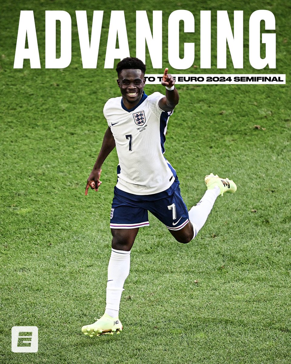 ESPNFC's tweet photo. ENGLAND ARE HEADED TO THE SEMIFINAL OF THE EUROS 🏴󠁧󠁢󠁥󠁮󠁧󠁿 https://t.co/NYLfNisQaW