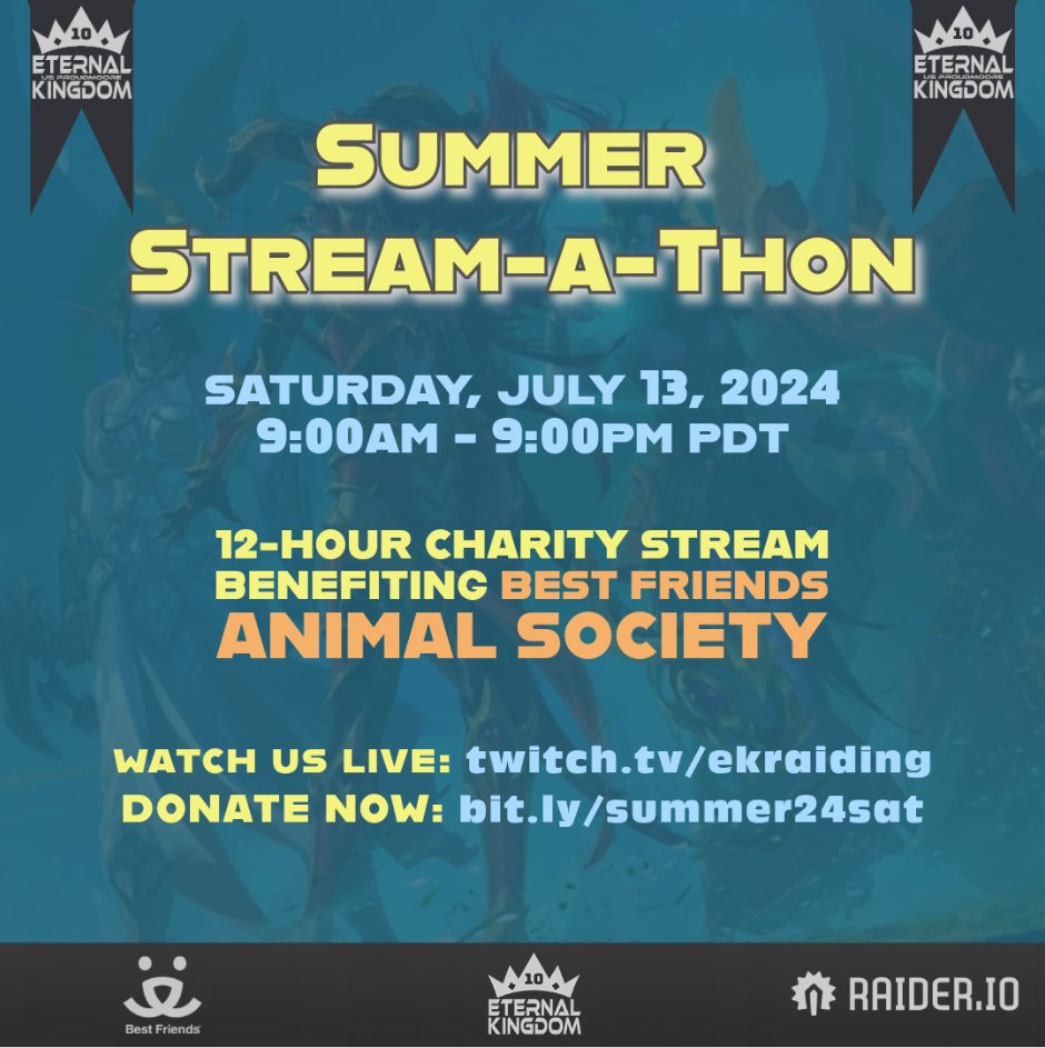 STREAM-A-THON TIME ERRYBODY! #FUN #KEYCARRIES #worldofwarcraft #EternalKingdom <a href="/EK_Raiding/">Eternal Kingdom</a>