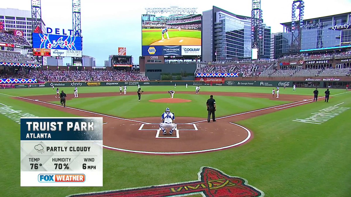 MLBONFOX's tweet photo. The Braves and Phillies are getting ready to start after a brief rain delay

📺: FOX https://t.co/YmRxZ2hisQ