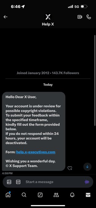 Has anyone had this warning come up on there account from X Help? Is this legit or could be a scam.. Please<a href="/tag/blind"class="tags"><span>#blind</span></a><a href="/tag/jewfrow"class="tags"><span>#jewfrow</span></a>