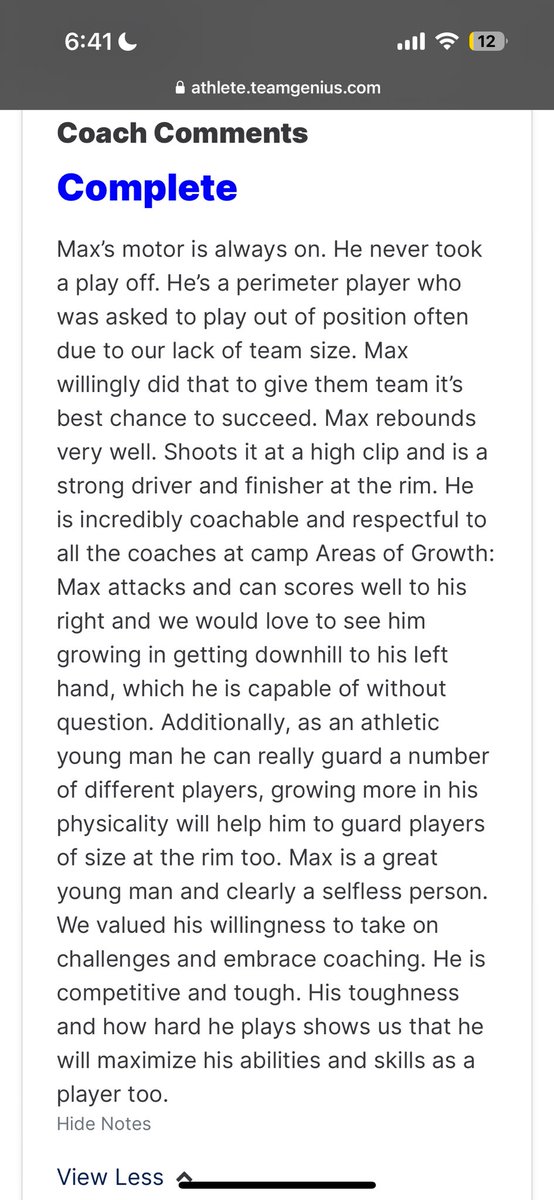 Evaluation from Paul Biancardi and staff at Jay Bilas Skills camp! <a href="/PaulBiancardi/">Paul Biancardi</a> <a href="/JayBilas/">Jay Bilas</a> <a href="/JayBilasCamp/">Jay Bilas Skills Camp</a>