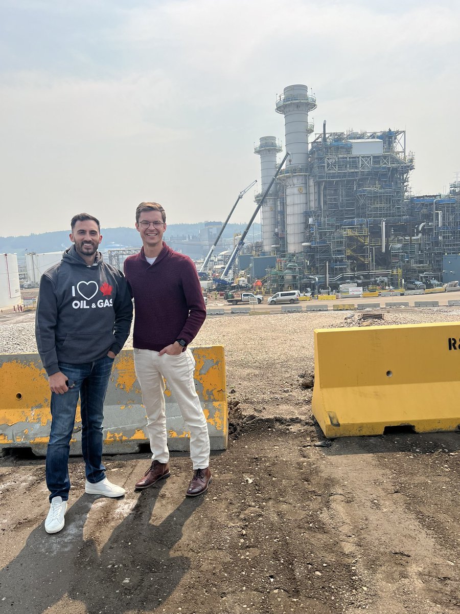 Ontario’s Minister of Power and Electrification, Stephen Lecce, and the Assistant to the Regional Manager of Power and Electrification, Sam Oosterhoff, pictured today at the Ontario tar sands located in Alberta.