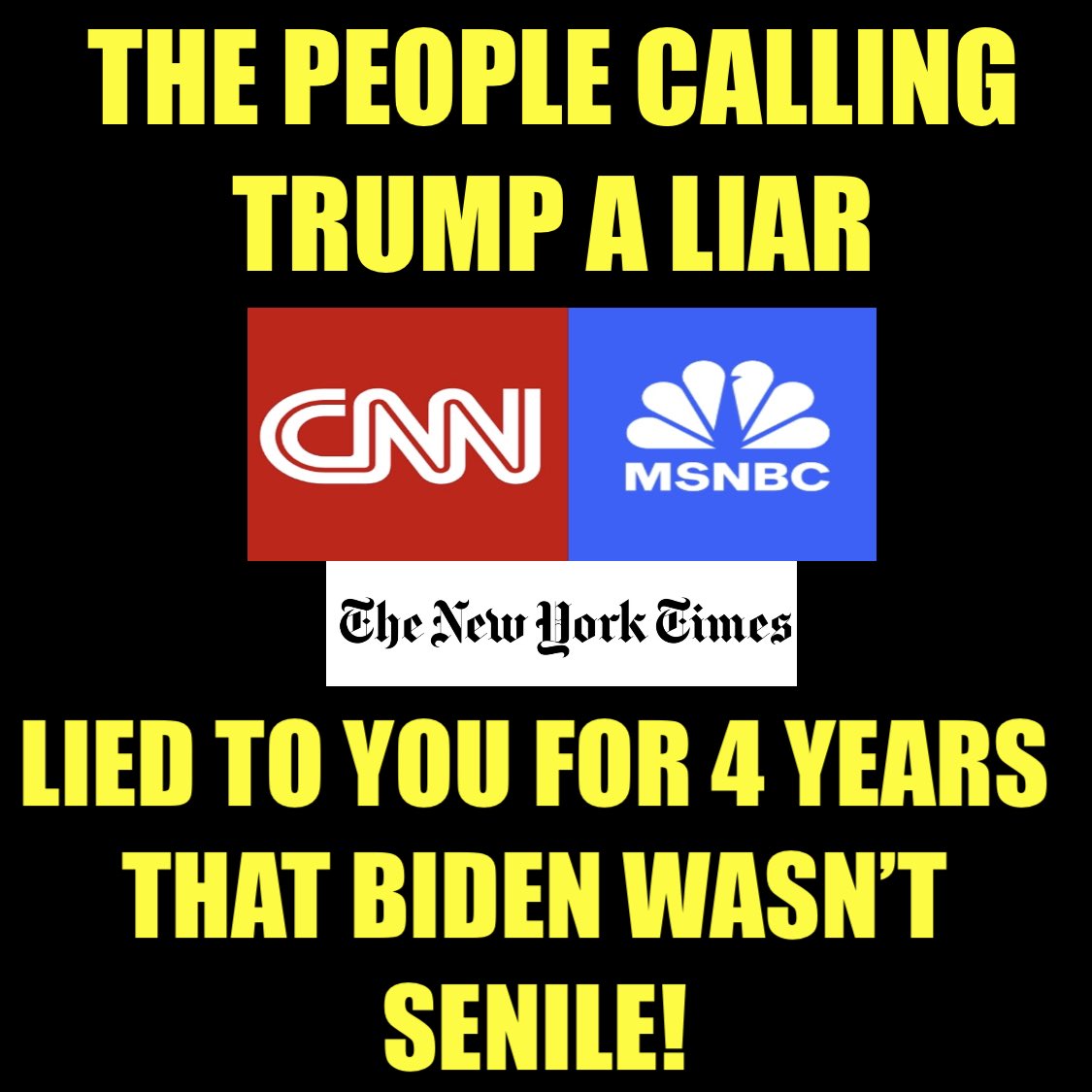 They should all be sued and prosecuted for the false accusations they make every day about Trump &amp; their continued blatant lies about BIden’s decline.  They are complicit in harming the American people and must be held accountable!