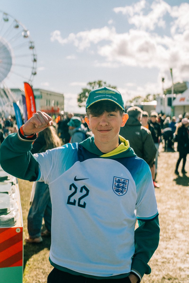 AstonMartinF1's tweet photo. Showing their support! 💚⚽️

It was great seeing so many of you show your colours in the fan zone this evening!

#BritishGP #EURO2024 https://t.co/5bEpWSPV7k