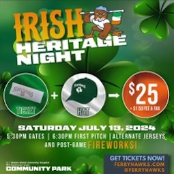 NY area friends- check out this fun Irish Heritage event coming to Staten Island on the 13th! 

The S.I. FerryHawks will re-brand for one night ONLY as The Irish Goodbyes, with themed Jerseys in celebration of all things Irish! 

For more info, visit ferryhawks.com/sports/2024/4/… !