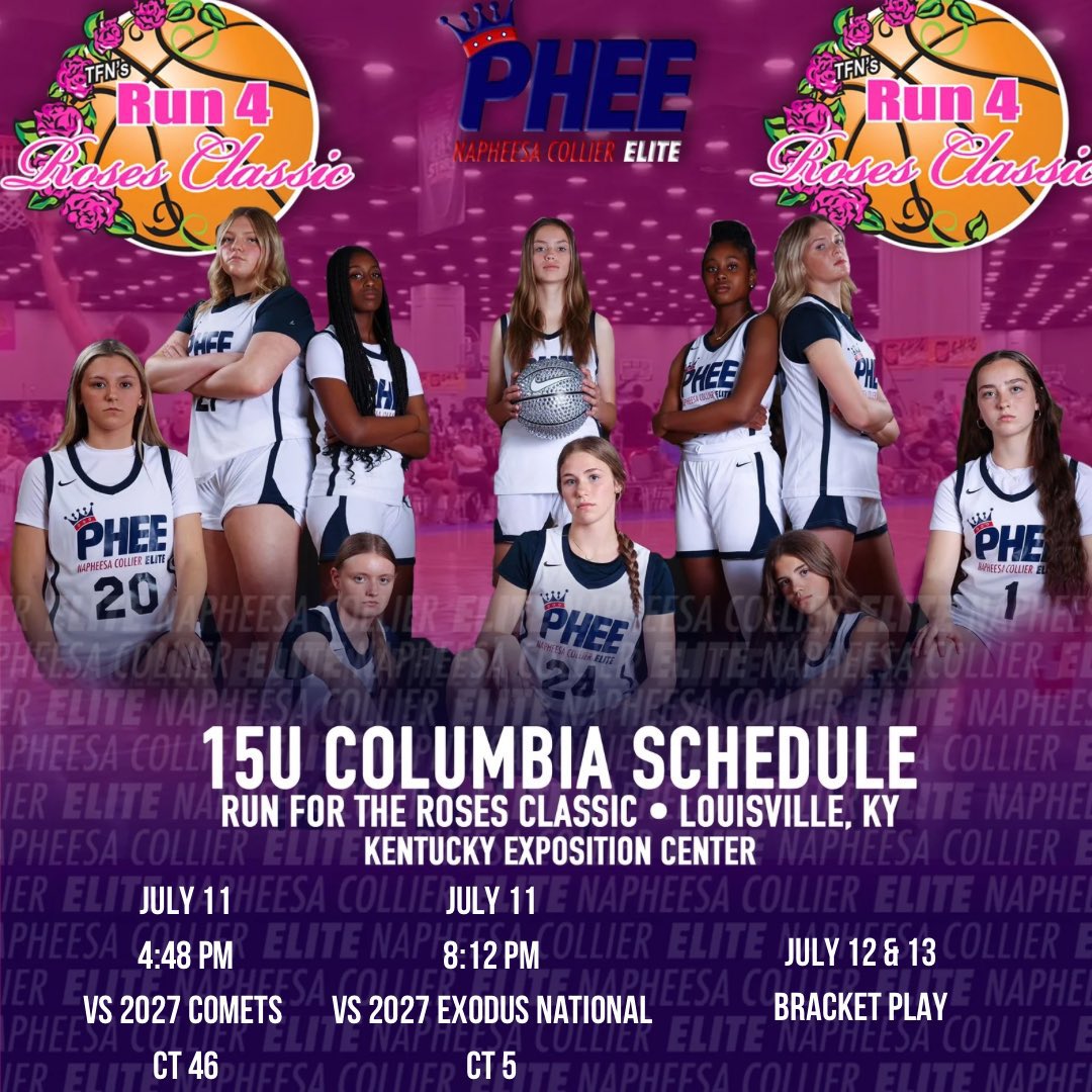 Excited to play with this team again!
<a href="/PheeEliteCOMO/">Napheesa Collier Elite COMO</a> <a href="/TFNsRun4Roses/">TFN's Run 4 Roses</a>