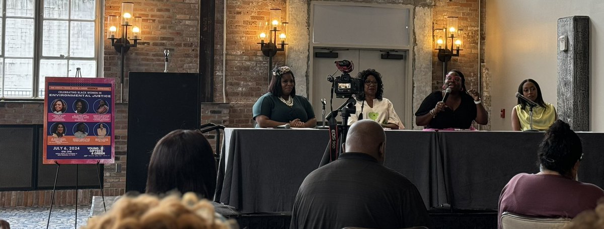 HeatherMcTeer's tweet photo. “The issue right now in St. James is the overbuild out of #petrochemical industry…promising job training at the expense of getting cancer…they are hitting us at the womb.” - Myra Lavigne @risestjames is speaking TRUTH to power at @youngiftedgreen Panel 🤩 #peopleoverpollution https://t.co/H5IIsEyUJQ