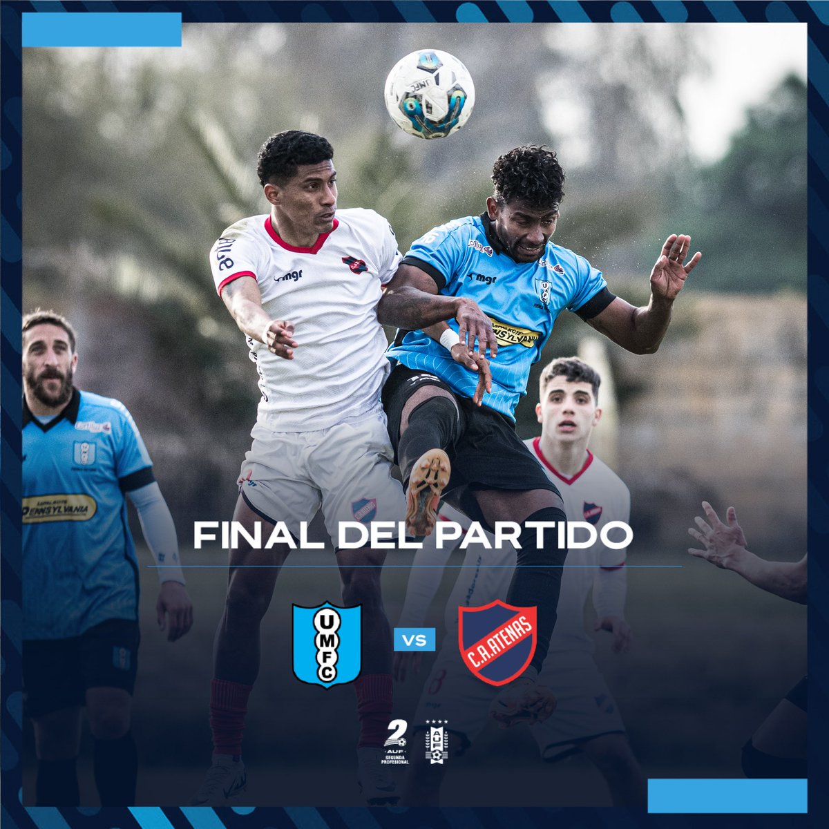SegundaAUF's tweet photo. 🔚 ¡𝗙𝗶𝗻𝗮𝗹 𝗱𝗲𝗹 𝗽𝗮𝗿𝘁𝗶𝗱𝗼! 

@umfc1921 1-1 @clubatenasuy 

⚽ Carlos Sánchez (UM); Bruno Serrón (ATE)

#CaminoAlAscenso https://t.co/YZ19SkXQVk