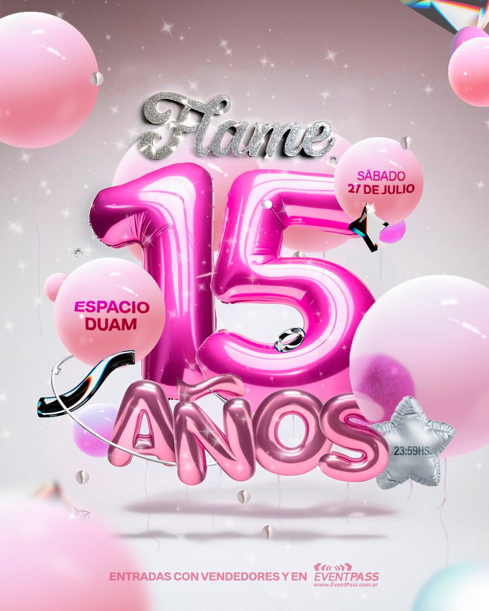 Disco_Flame's tweet photo. 💜ANIVERSARIO FLAME ✨
.
Woooow 15 años ya?!!! Obvio que queremos fiestita de 15! Fiestón de 15! Qué lindo festejar con ustedes tantos años juntos!!! 🥹
Vamos a festejar a lo grande como nuestra comunidad se merece! 🏳️‍🌈
.
En el lugar más grande que encontramos 🫶🏻
🗓️ Sábado 27/07 https://t.co/gynee1WjF0