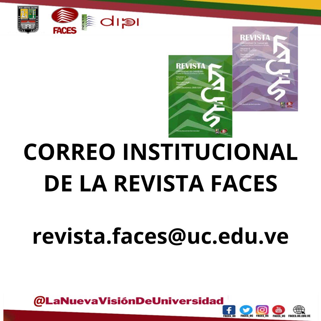 #5Jul 
¡No olvides enviarnos tus colaboraciones a nuestro correo institucional de la revista Faces! 📧 revista.faces@uc.edu.ve 

¡Esperamos recibir tus propuestas! antes del 15 de septiembre de 2024. 

Trabajando por la #LaNuevaVisiónDeUniversidad #RevistaFaces <a href="/UCarabobo/">Universidad de Carabobo</a>