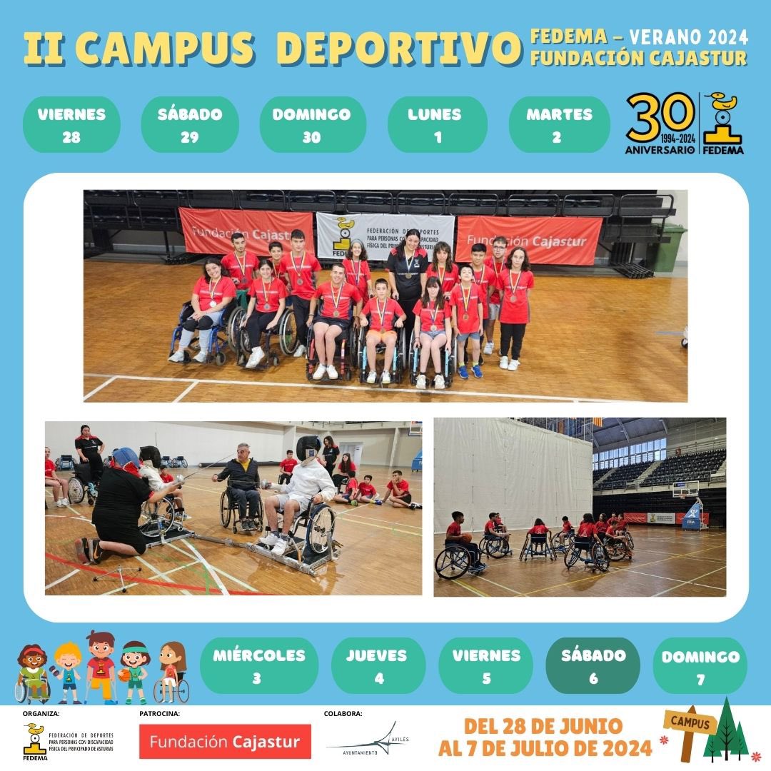 FEDEMAsturias's tweet photo. 👉🏻 II Campus FEDEMA - #FundaciónCajastur
🗓️ Día 9
📍 Edificio Fuero (#Avilés)
➡️ Taller de #esgrima en silla de ruedas
➡️ Taller de #BSR
➡️ Piscina
➡️ Patolimpiadas
#deporteasturiano
#deporteadaptado
#campusfedema
#hellomove
#suscripcioncoche
#hellorentacar https://t.co/EnvcWJvOKI