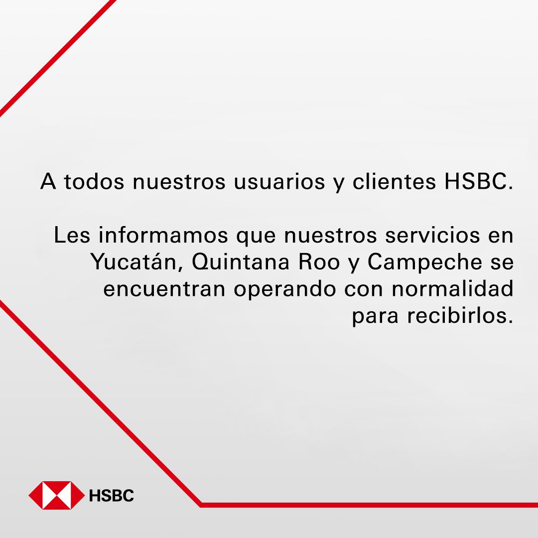 Respecto a la situación de #Beryl, compartimos el siguiente aviso para nuestros usuarios y clientes HSBC.