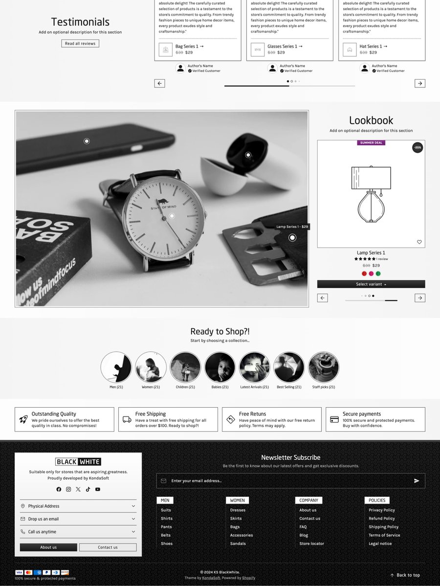 kondasoftdev's tweet image. KS BlackWhite - Suitable only for stores that are aspiring for greatness - July 2024, Premium Shopify Theme Released

kondasoft.com/collections/sh…

#shopify #shopifytheme #shopifydev