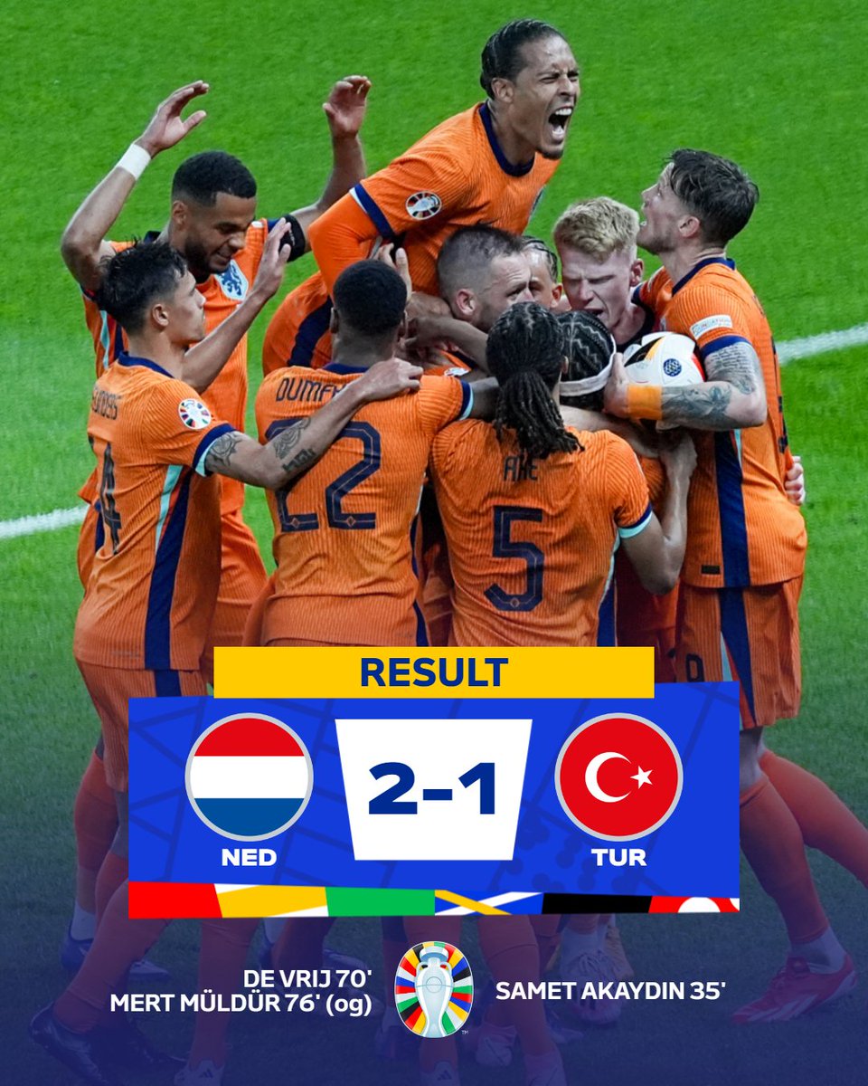 Netherlands go through! 🟠

#EURO2024 | #NEDTUR
