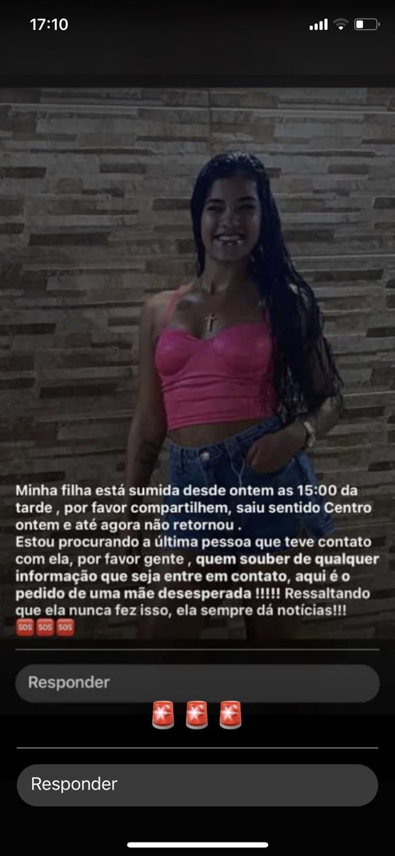 🚨URGENTE🚨

Desaparecida desde ontem, quem estiver alguma informação entre em contato pfvr .