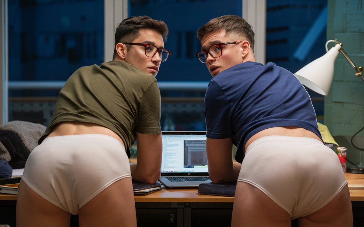 whitiesintx's tweet photo. It’s back to school and Aidan and Chad struggle with their organic chemistry assignment. “I know!” says Chad. Let’s ask Jordan and Ben. I kinda got that nerdy vibe from them the other day in class. 1 min. later. Knock knock. “Whassup? You guys working on that  O-chem project?” https://t.co/oyosJD868V