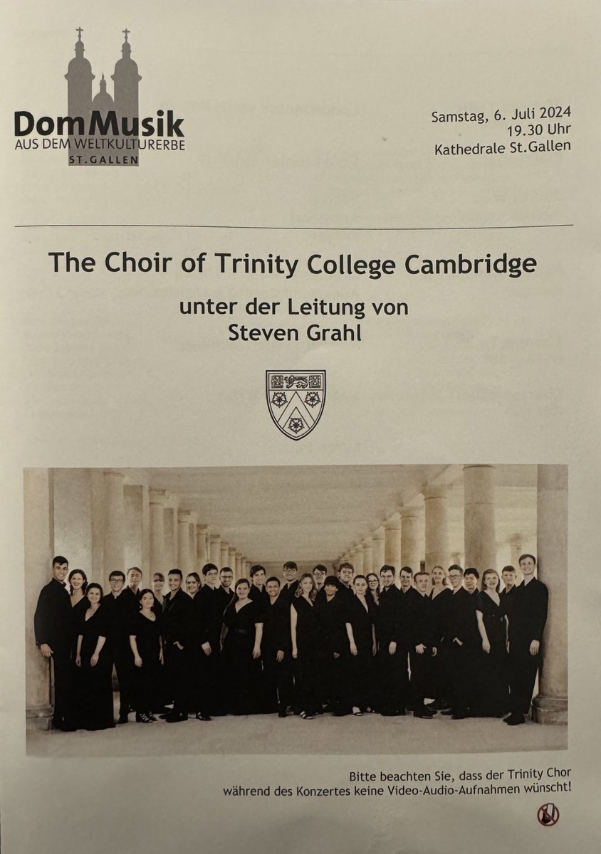 Matthias Schneider (@schneidermatth) on Twitter photo Great to hear <a href="/TrinCollChoir/">The Choir of Trinity College Cambridge</a> in my home town St. Gallen tonight! It was a truly splendid performance, reminding me of my time in Cambridge. Great to hear <a href="/TrinCollChoir/">The Choir of Trinity College Cambridge</a> in my home town St. Gallen tonight! It was a truly splendid performance, reminding me of my time in Cambridge.