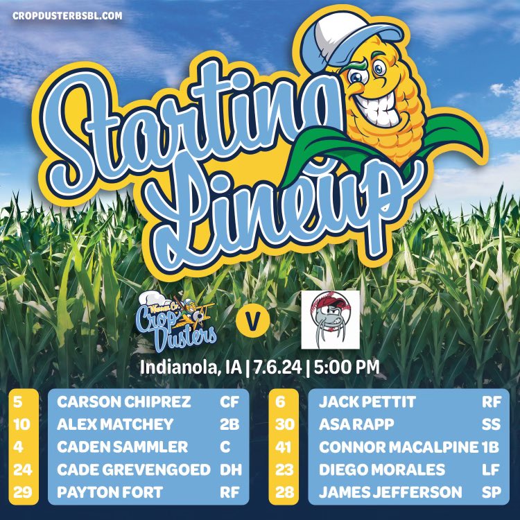 WarrenCoDusters's tweet image. The Crop dusters host the the Chillicothe Mudcats in a double header at Simpson college starting at 5pm. #cropdusters #getdusted