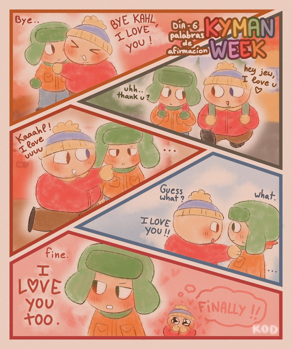 Kyodcn's tweet photo. Kyle struggles with his feelings but he did it 💗
Día 6 - palabras de afirmación 
[ @Kyman_Week ] 
#kyman #kymanweek #kymanweek2024 #spkyman https://t.co/JCQm2h0wYb