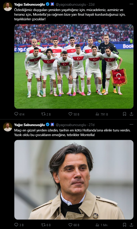 aliwincheesteer's tweet photo. bu ve bunun türevi tetikçiler de bu meslekten para kazanıyor işte, herkes biliyor montellanın oyuncu değiştirmeyip suçlu olduğunu bir allahın kulu da diyemiyor ki buraya kadar getirmiş eleştirilen kadro tercihlerine rağmen 16 yıl sonra ülkeyi avrupada gruplardan çıkarıp fransa-hollanda grubunun liderini elemiş oynattığı futbolla maçlarının heyecanıyla tüm turnuvaya renk katmış üstüne birçok oyuncumuzu parlatmış, kolay olan başarısızlık üzerinden sorumluluk alanı vurmak tabii galatasaray da okan buruk'u kovsun o zaman geç değişiklik yaptı şampiyonlar liginden elendik avrupa liginden elendik diye her şey o kadar kolay mı? bu kadar büyük kitleye hitap edip sosyal medyada bu kadar etkisi olup şu tarz hainlik yapan kaosla beslenen adamlar kendine lütfen ben milli takımın destekçisiyim ben milliyetçiyim vs. demesin yazık günah harbi yaptığınız