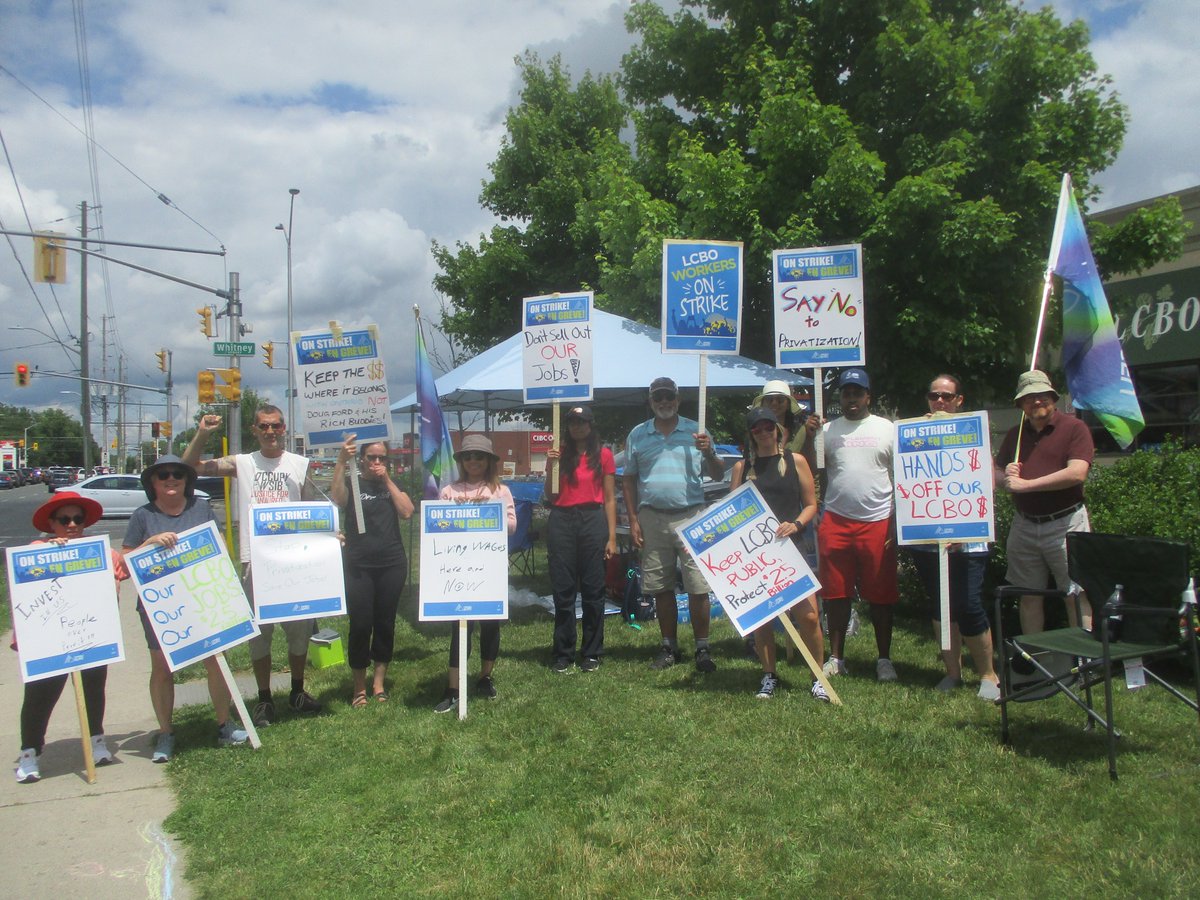 occupywsib's tweet photo. Today @bedford_darryl, Anthony and I went to stand in #solidarity with #striking @OPSEU workers outside the #LCBO store on Clarke Road in #LdnOnt between 1-2pm! #LCBOworkersfightback #lcbostrike #opseu #StrongerTogether #onlab https://t.co/rbNPo3mzGB