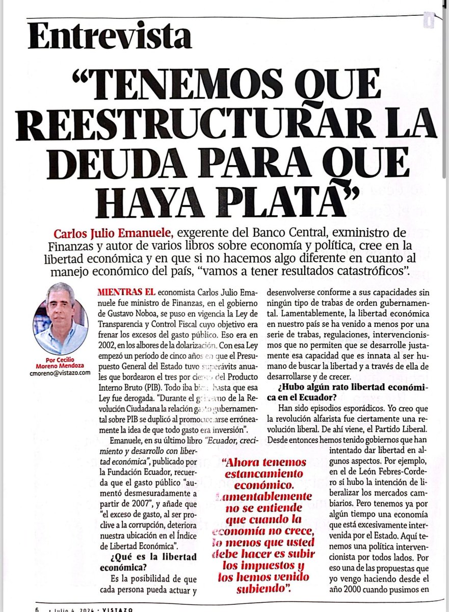abdalabucaram's tweet photo. Excelente entrevista al economista Carlos Julio Emanuele, aquí están las soluciones para el país. https://t.co/eHzRcsdxt1