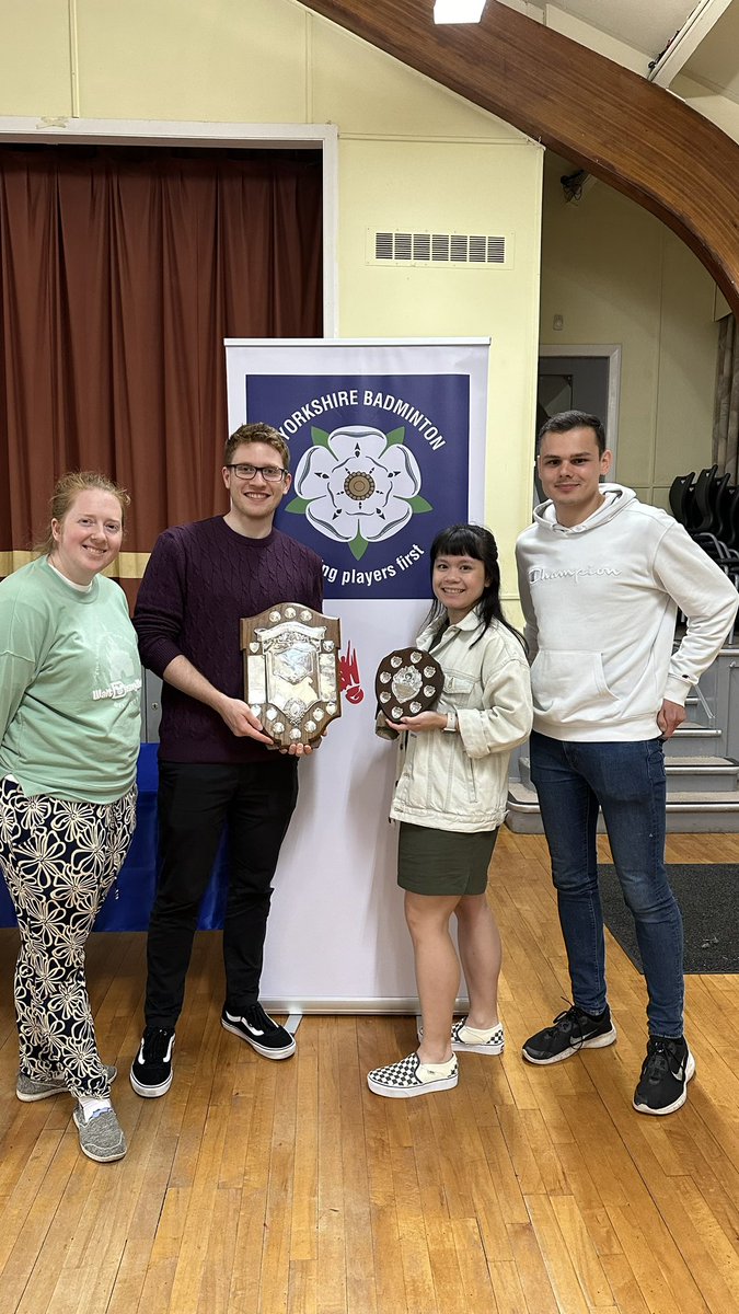 Garforth A winners of Yorkshire League Division 1; Garforth B winners of Division 2. Team members proudly accepted the trophies at tonight’s presentation. 
<a href="/BE_North/">BENorth</a> <a href="/babolat/">Babolat</a> <a href="/BadmintonEnglnd/">Badminton England</a>