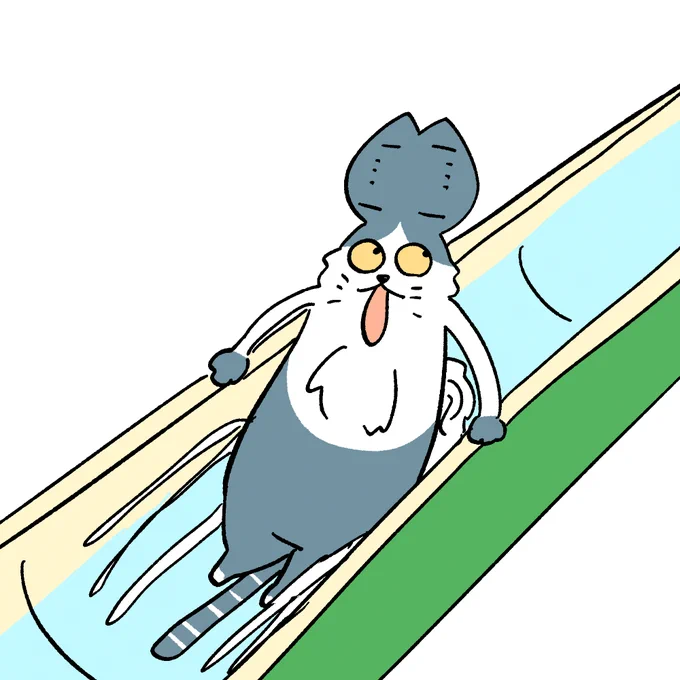#本ミリバール熱くなってきたので水が流れてくる場所で涼む猫です 