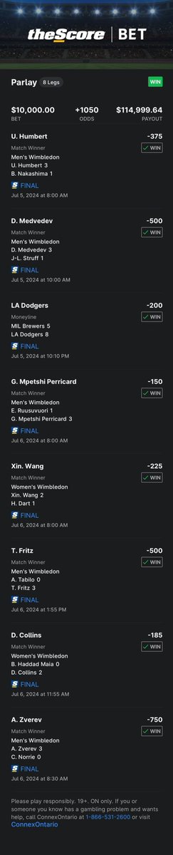 Nakas_'s tweet photo. Pretty Solid 24 Hours I think.

A $9,000 investment turned up to $245,000.

Good math in my books 😃

#sportsbettingpicks #GamblingCommunity #Wimbledon #SW19 #TennisBets https://t.co/wnTGT2c1tW