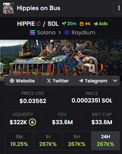 🚨Scam🚨

☠️ $HIPPIE ☠️

⚠️Beware of Hippies on Bus, a potential rug pull scam! Exercise extreme caution and steer clear of this contract. Stay vigilant and safe!⚠️

🌐dexscreener.com/solana/7mfp1bq…